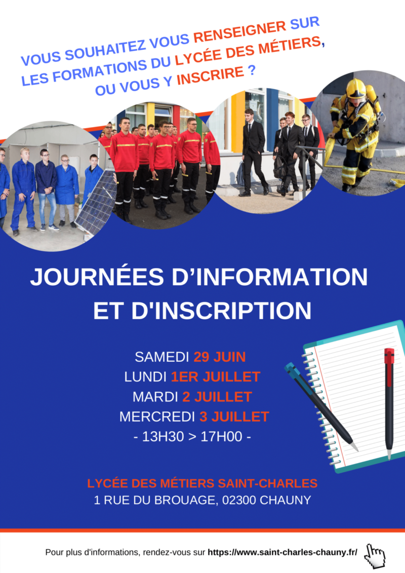 Journée d'information et d'inscription Lycée des Métiers Saint-Charles Chauny